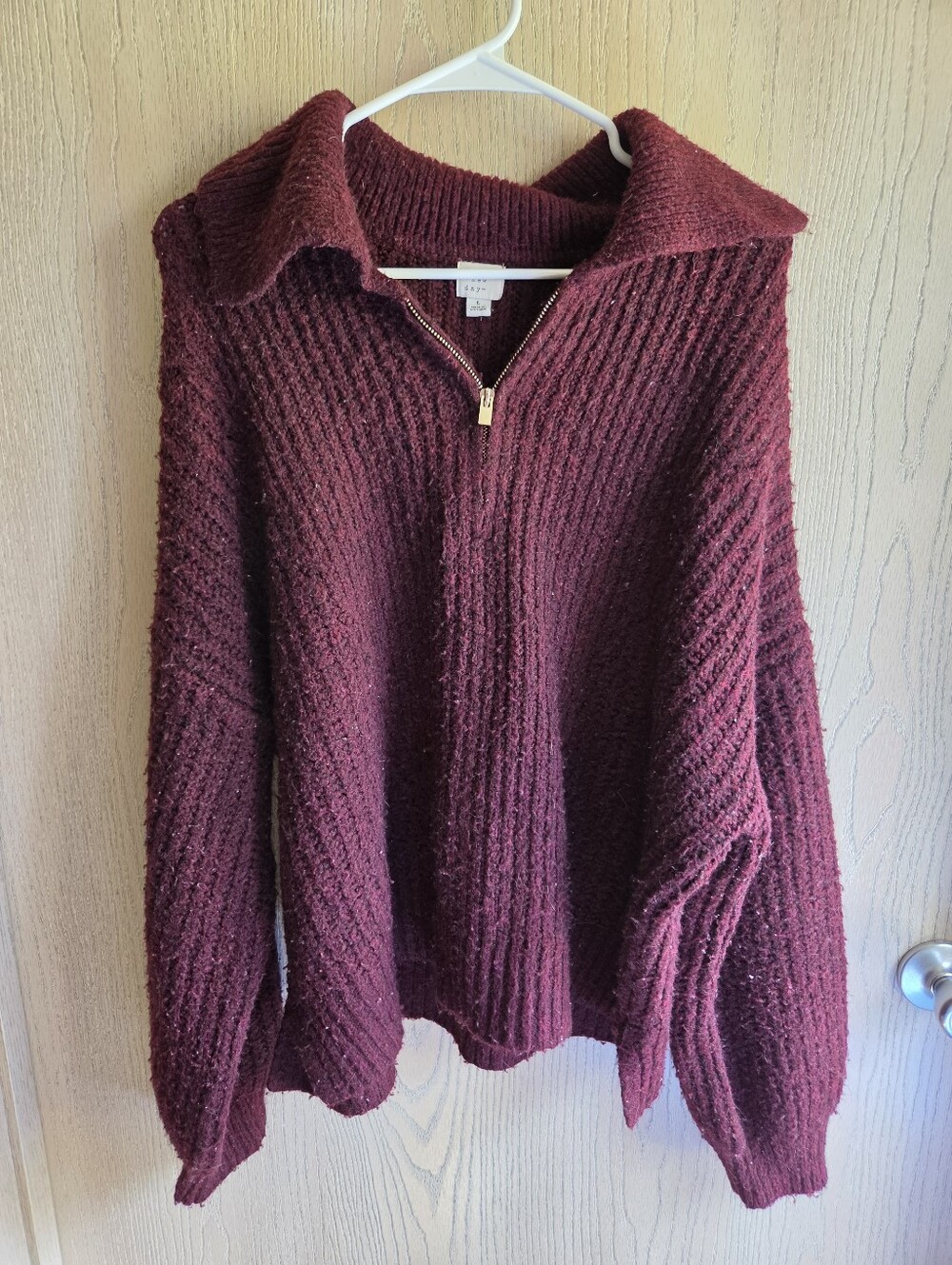 A new Day Ribbed Half-Zip Sweater - Burgundy